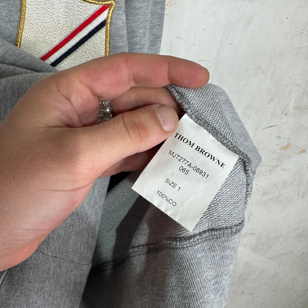 Thom Browne Grey Badged Crewneck