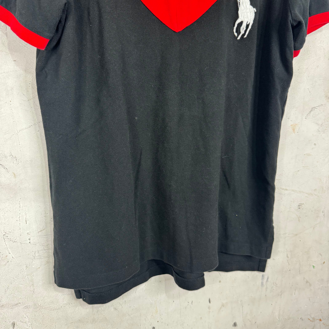 Ralph Lauren Black Red V Cut Pony Polo