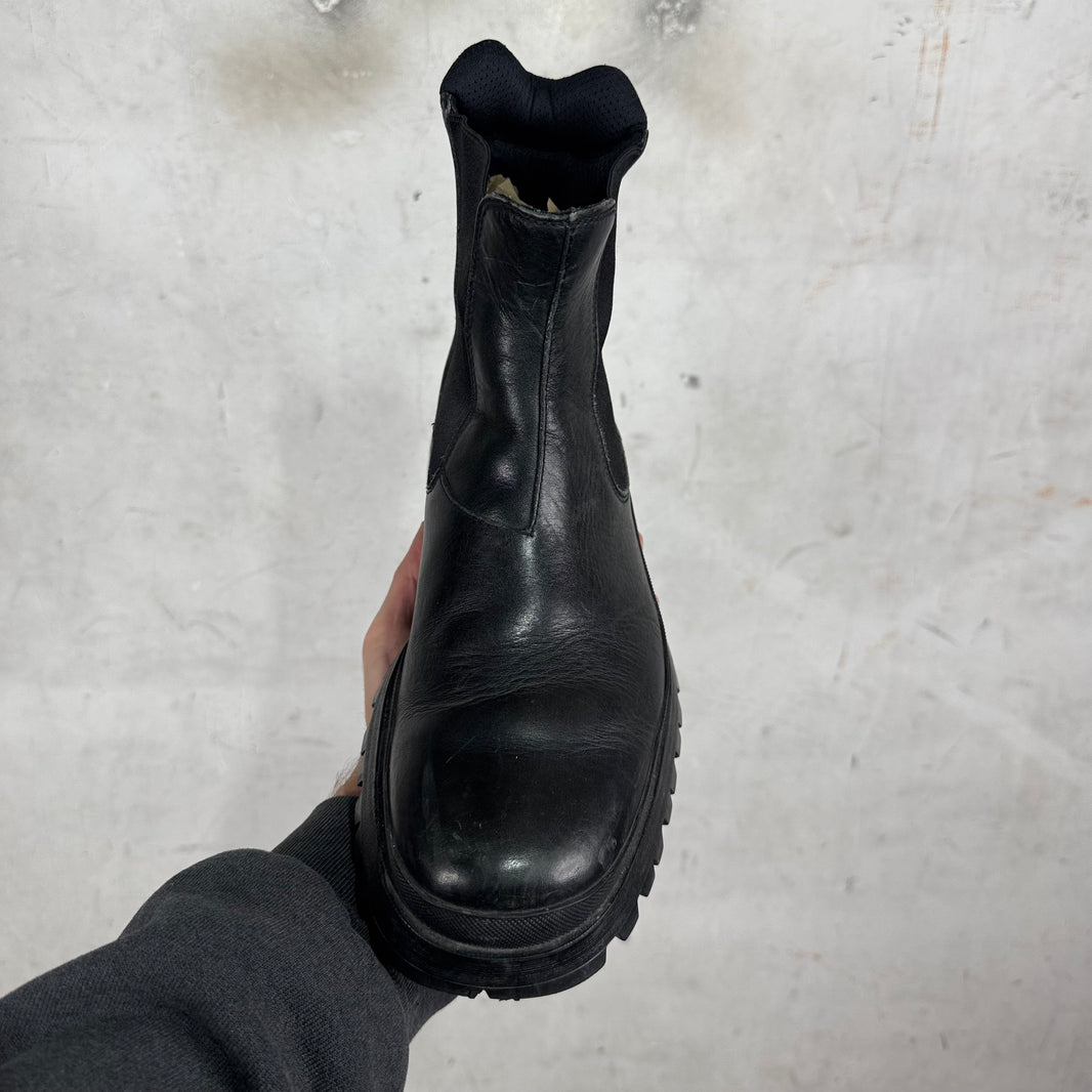 Prada Black Leather Slip Brixxen Boots