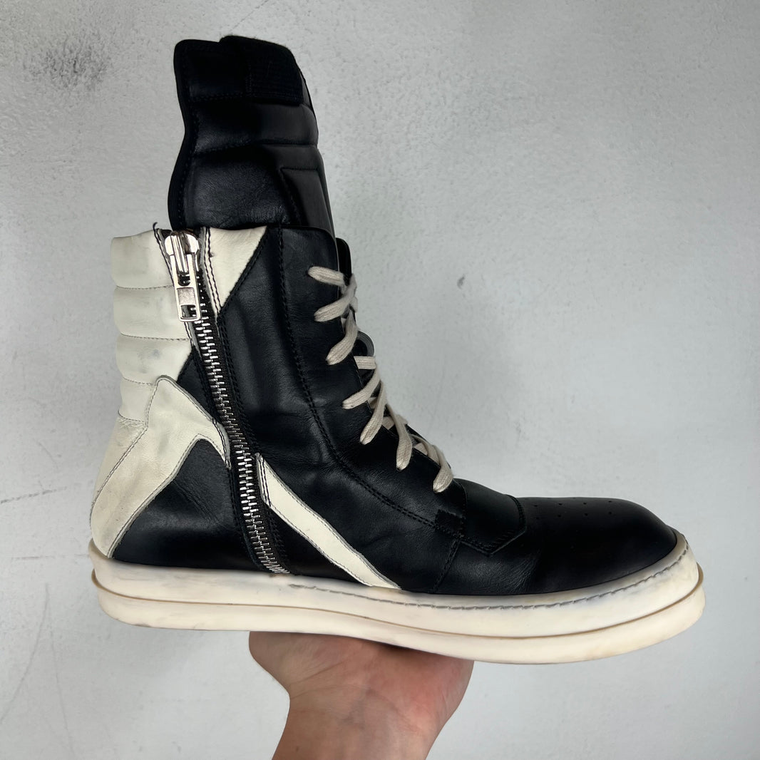 Rick Owens Black/White Geobasket Sneakers