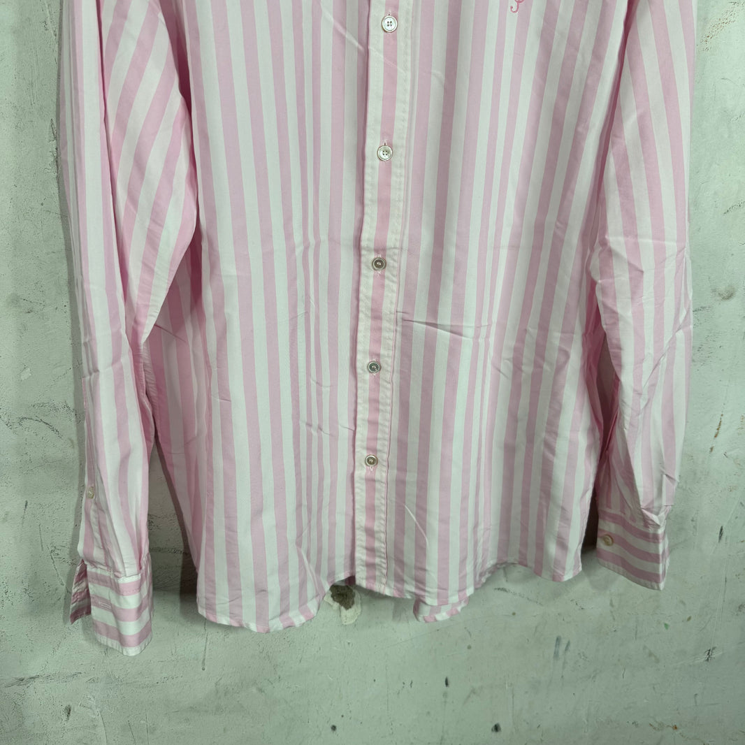 Acne Studios Pink Striped Logo Shirt