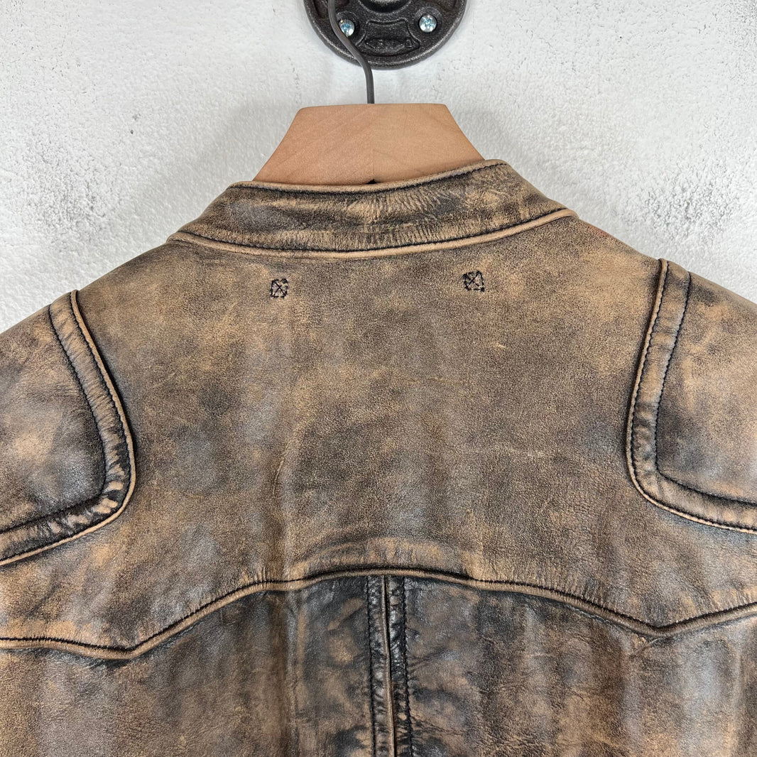 RRL Distressed Moto Leather Cowhide Jacket