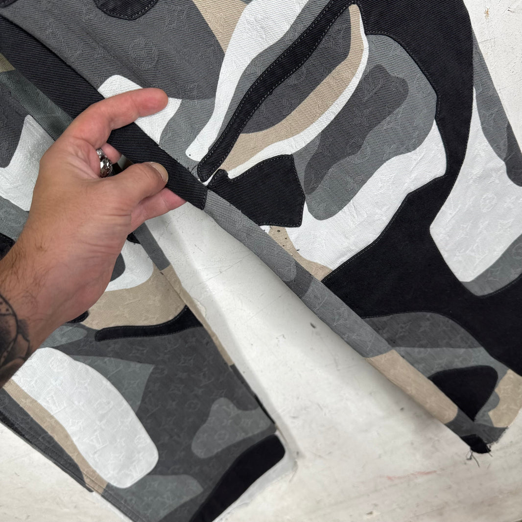 Louis Vuitton Kid Super Paneled Camo Monogram Jeans