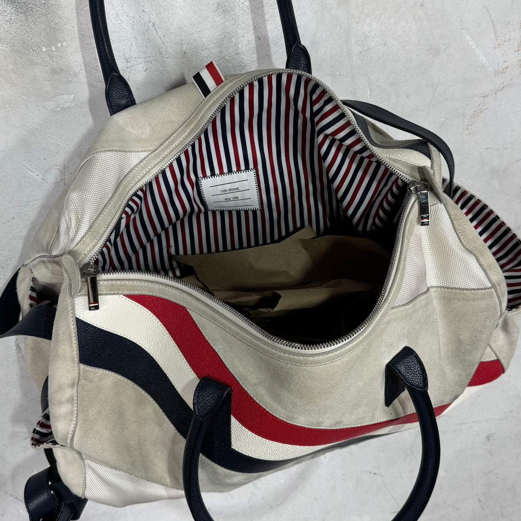 Thom Browne Suede Stripped Duffle Bag