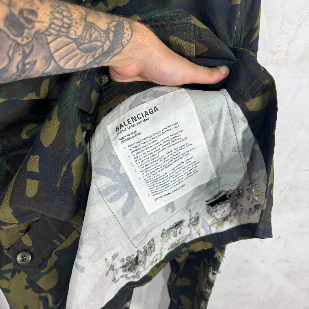 Balenciaga Camo Distressed Cargo Jacket