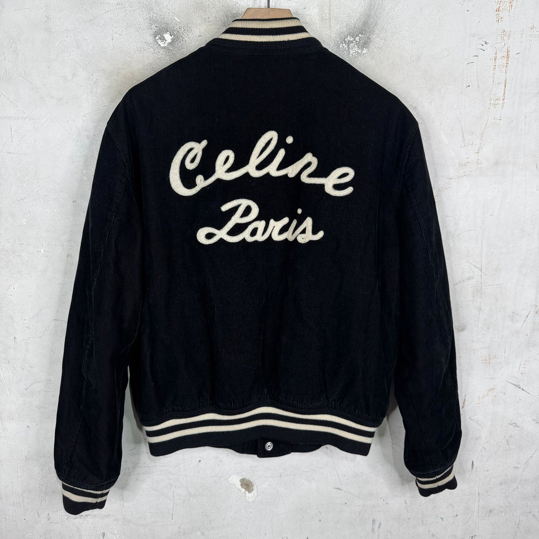 Celine Corduroy Logo Varsity Jacket