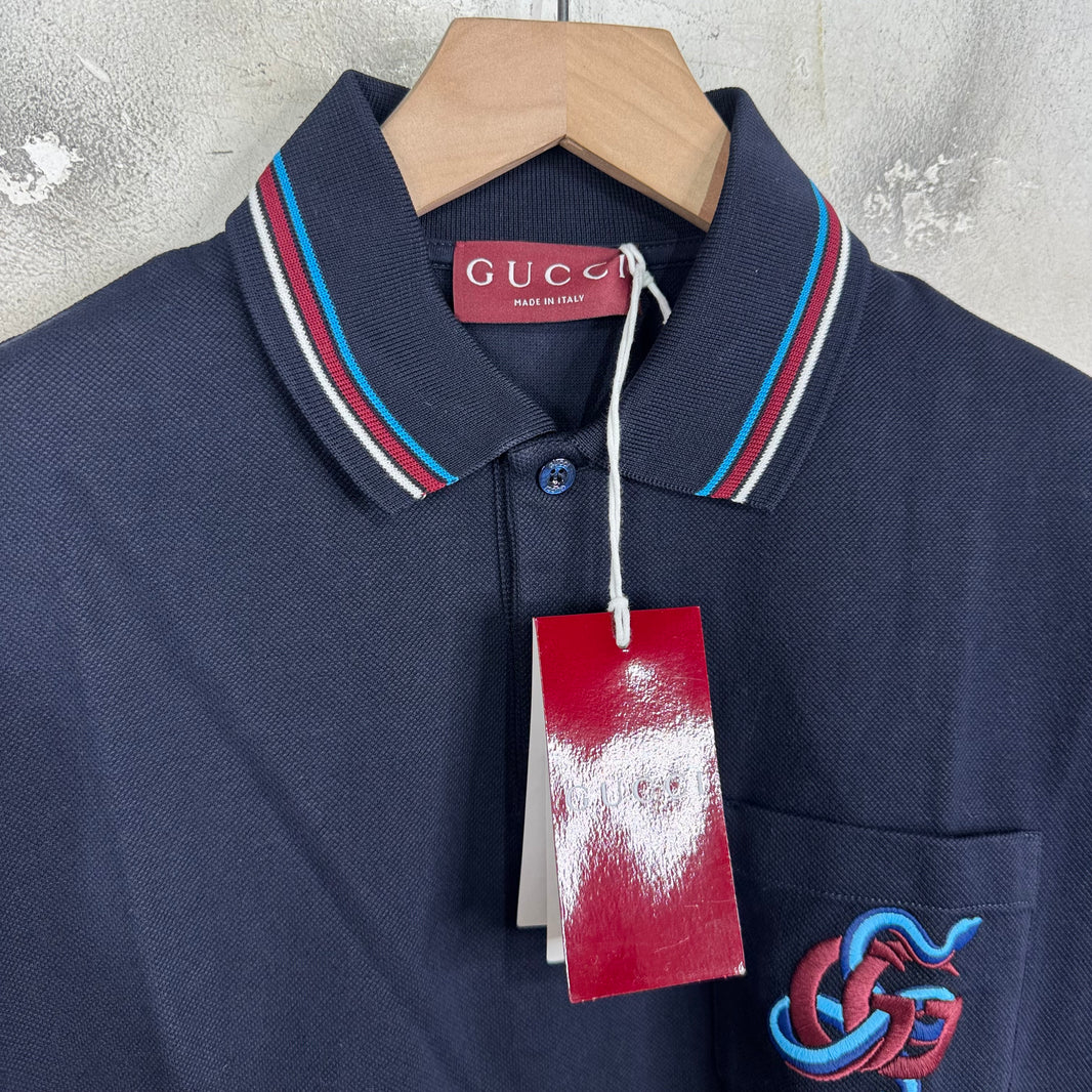 Gucci Snake Interlock Navy Polo