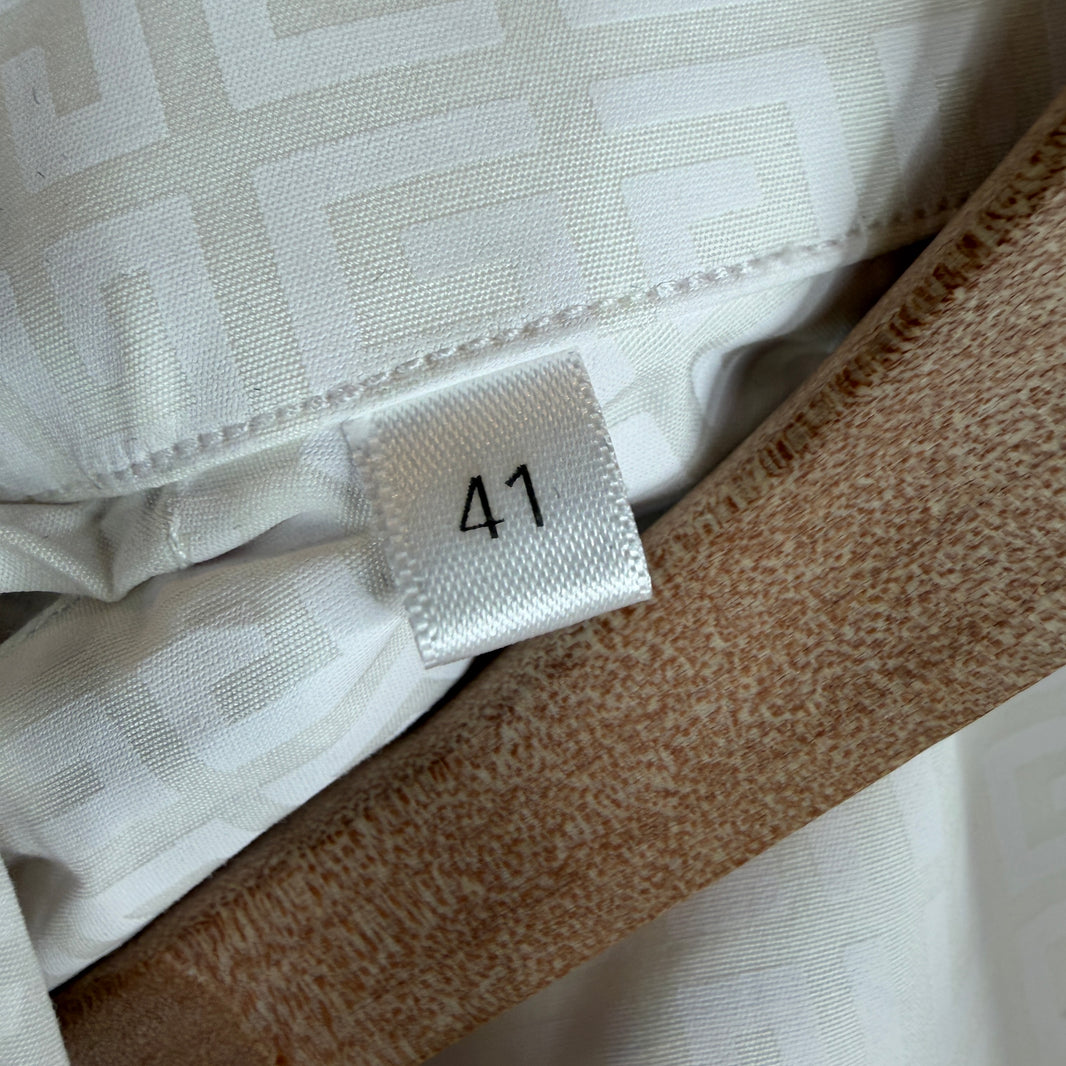 Givenchy White All Over Long Zip Up S/S Shirt