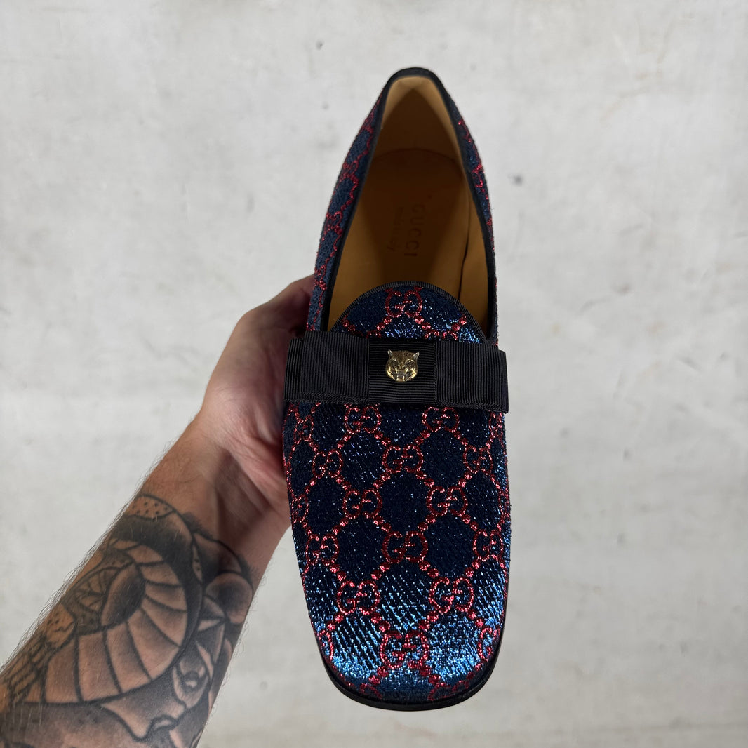 Gucci Glitter Monogram Loafers