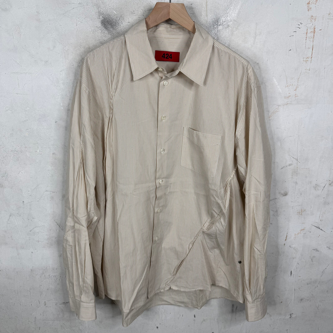 424 Striped Pinched Button-Up Shirt