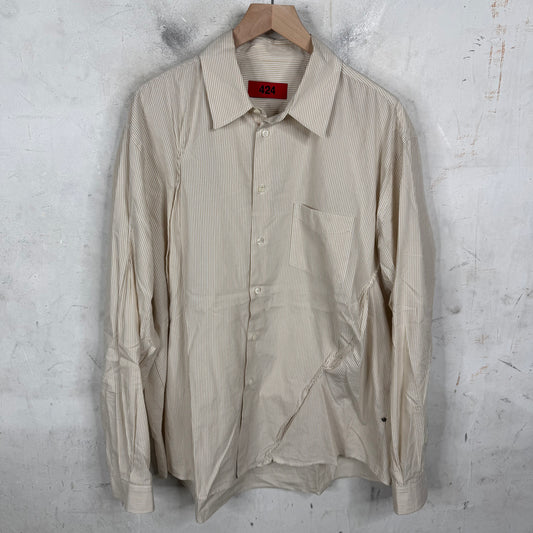 424 Striped Pinched Button-Up Shirt