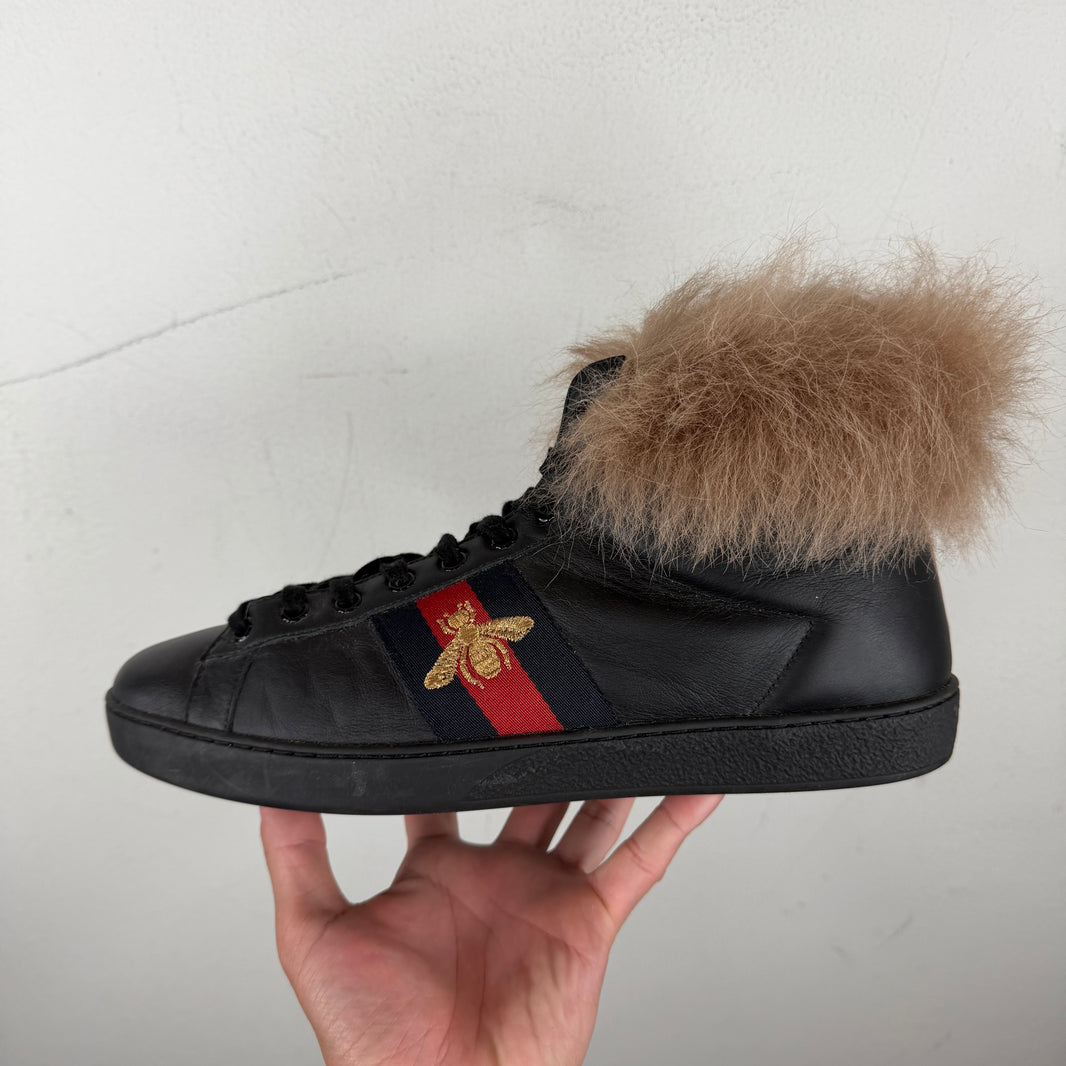 Gucci Hi-Top Fur Ace Sneakers