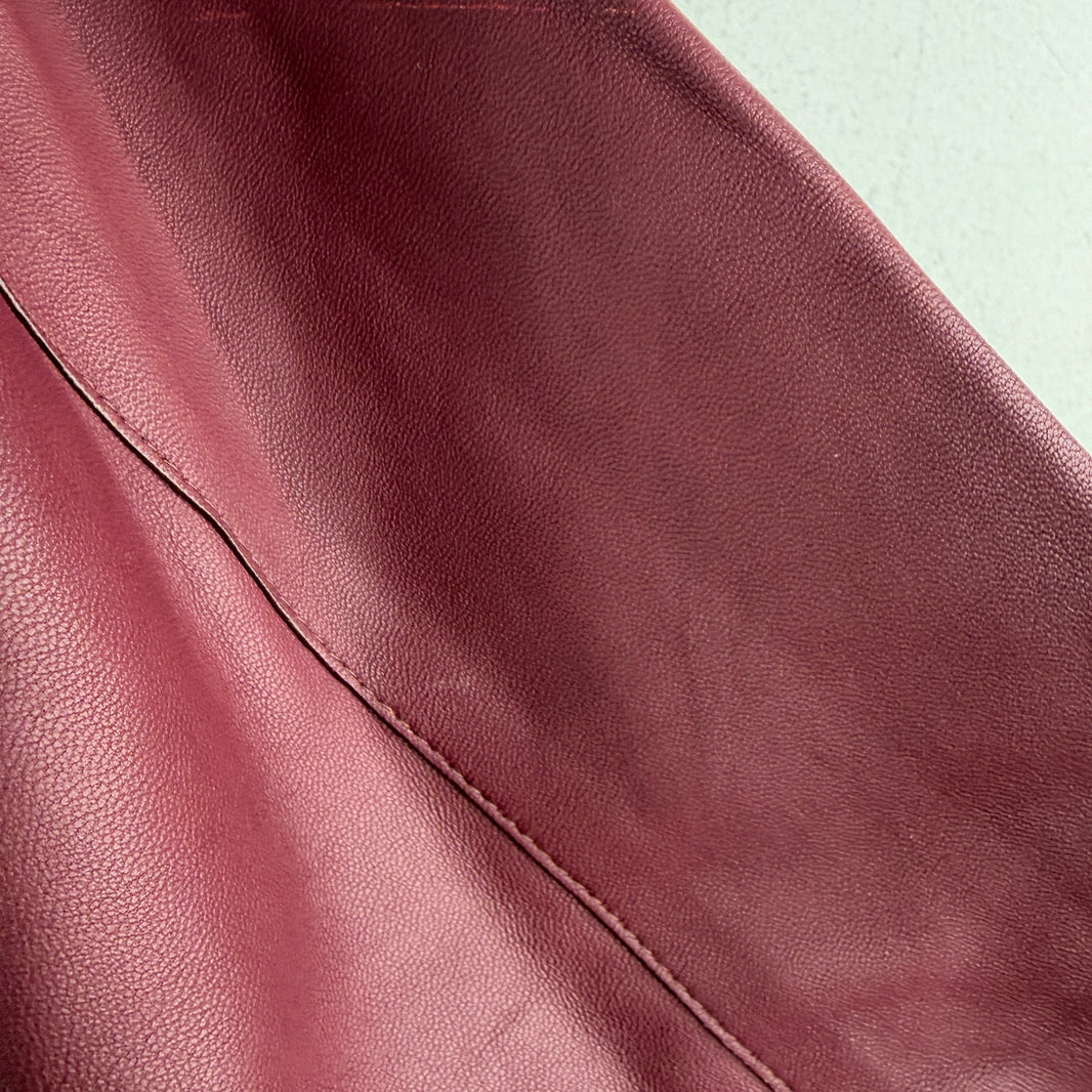 The Row Maroon Leather Shirt