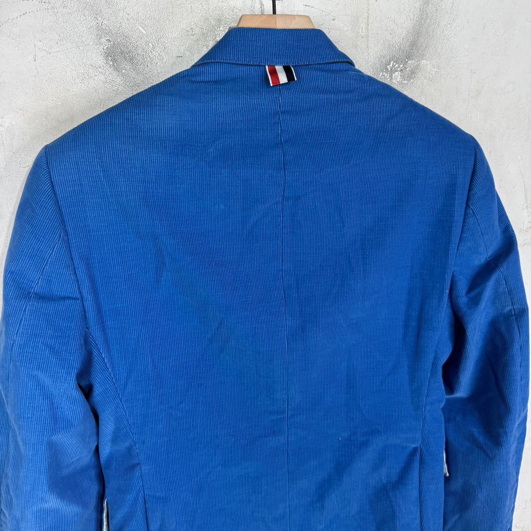 Thom Browne Blue Corduroy Blazer Jacket
