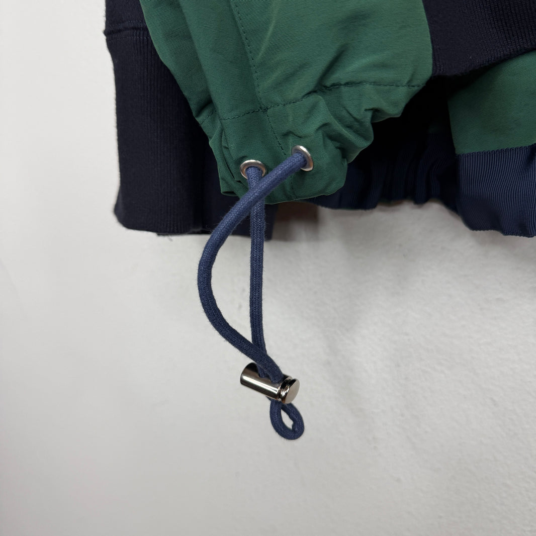 Sacai Navy/Green Hybrid Zip Up Hoodie