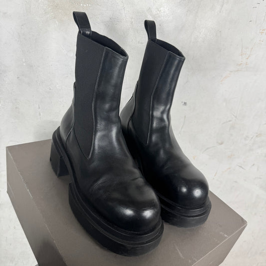 Rick Owens Leather Chelsea Bogun Boots