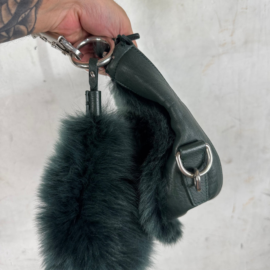 Burberry Fuzzy Leather Messenger Pouch Bag