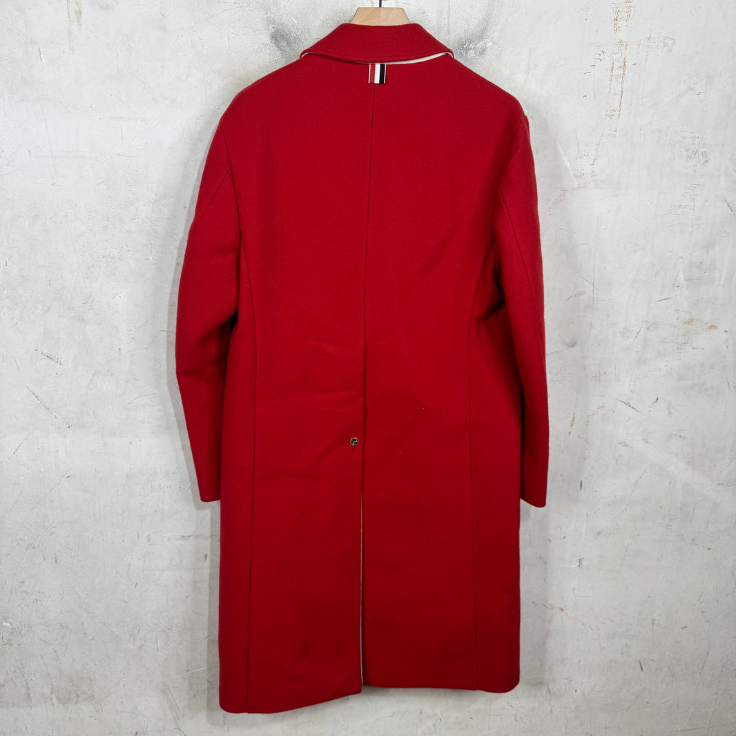 Thom Browne Red Wool Trench Coat