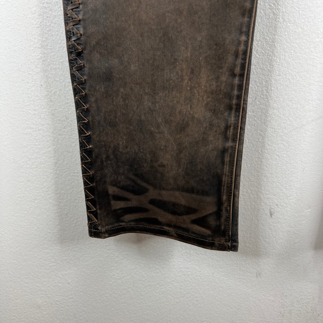 RRL Cross Stitch Leather Jeans
