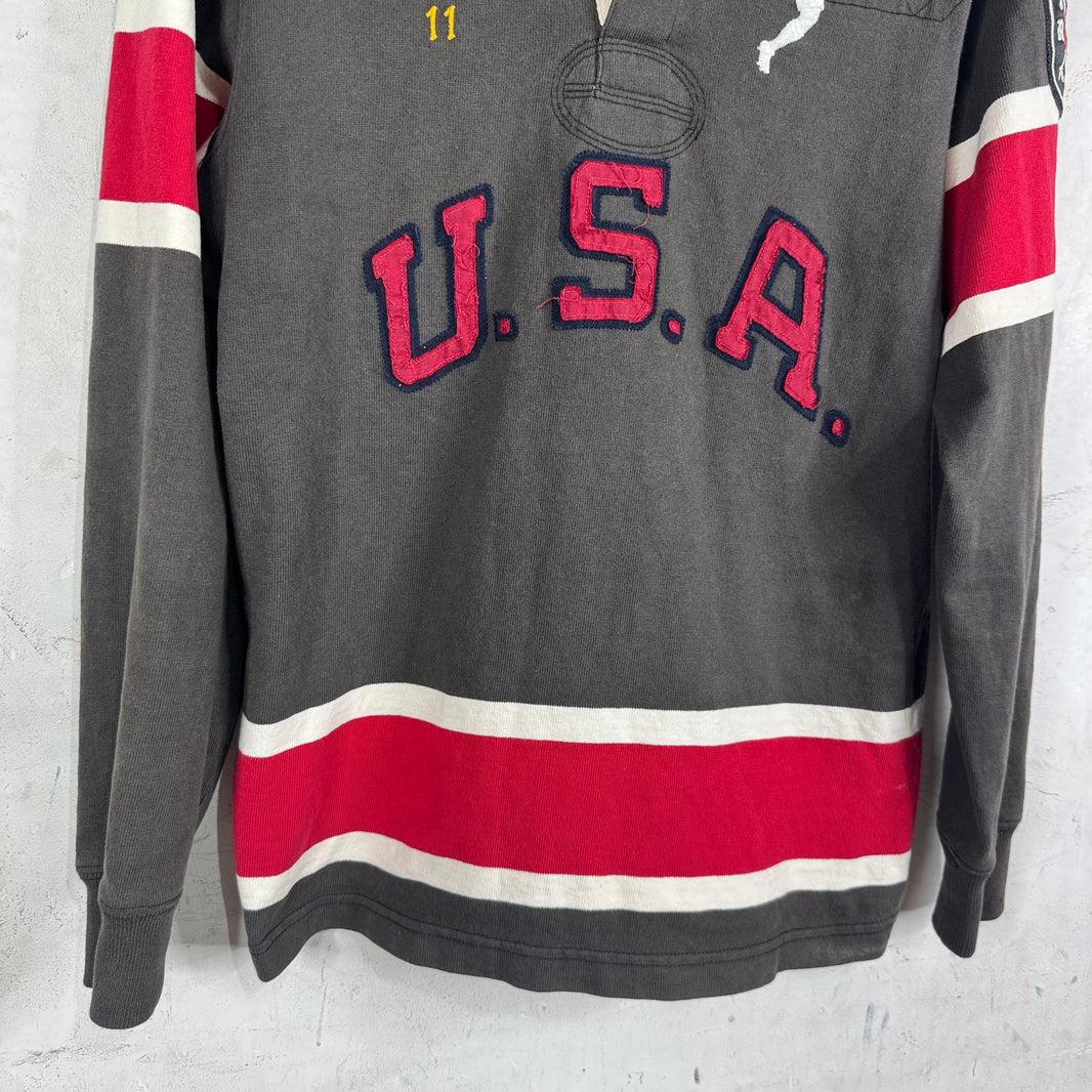 Ralph Lauren Faded USA Hooded Rugby Polo