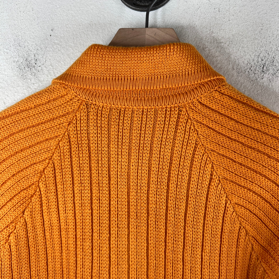 Prada Orange Button Up Diamond Knit Cardigan