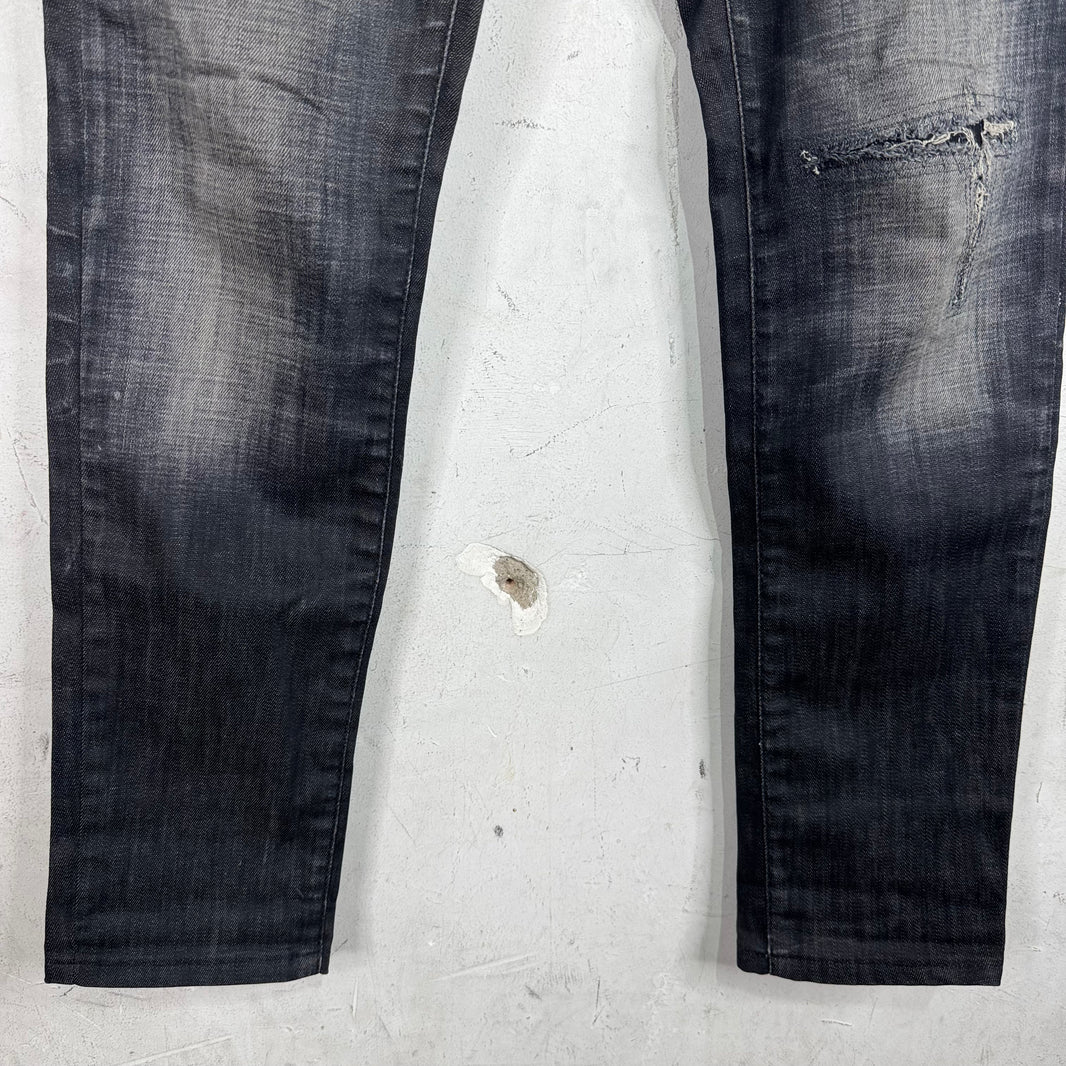 Dsquared Black Slim Repaired Jeans