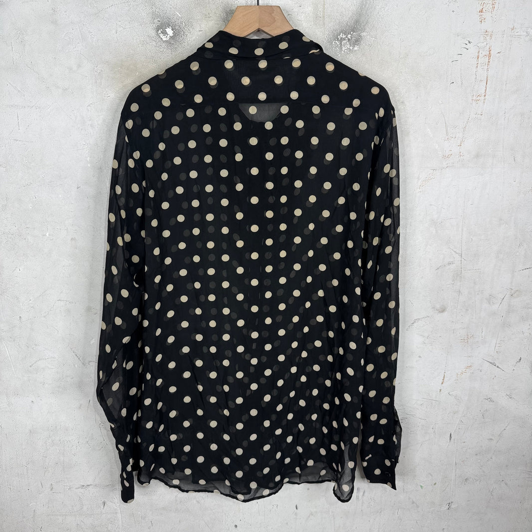 Saint Laurent Silk Dotted Scarfed Button Shirt