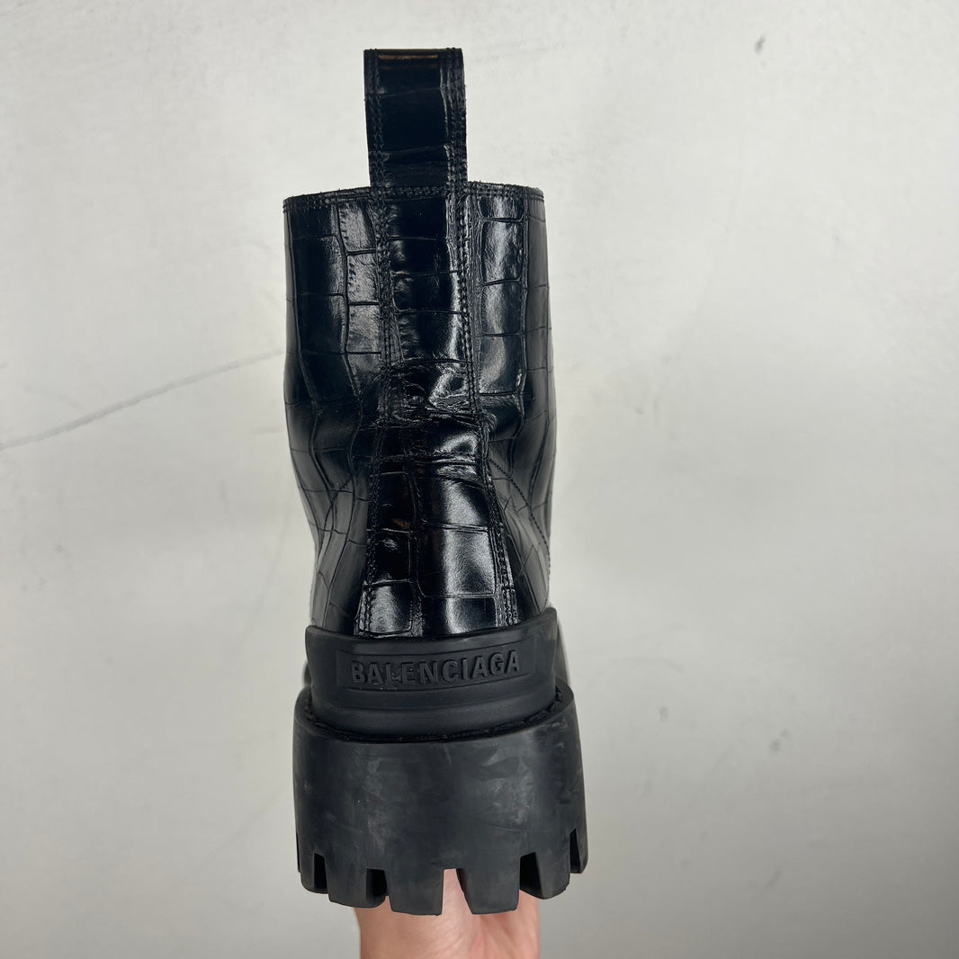 Balenciaga Croc Leather Strike Boots
