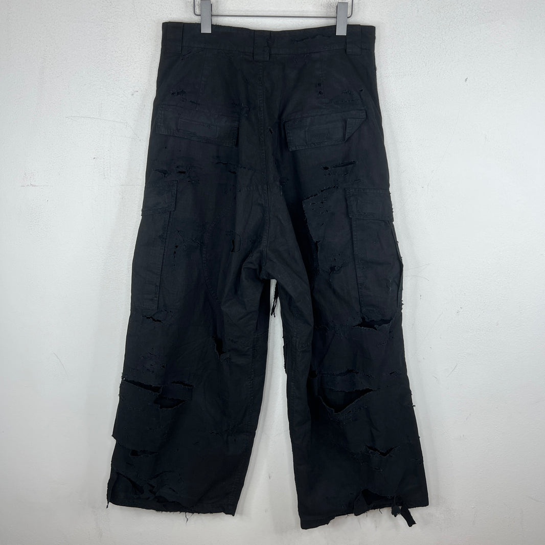 Balenciaga Distressed Ripstop Double Layer Cargo Pants