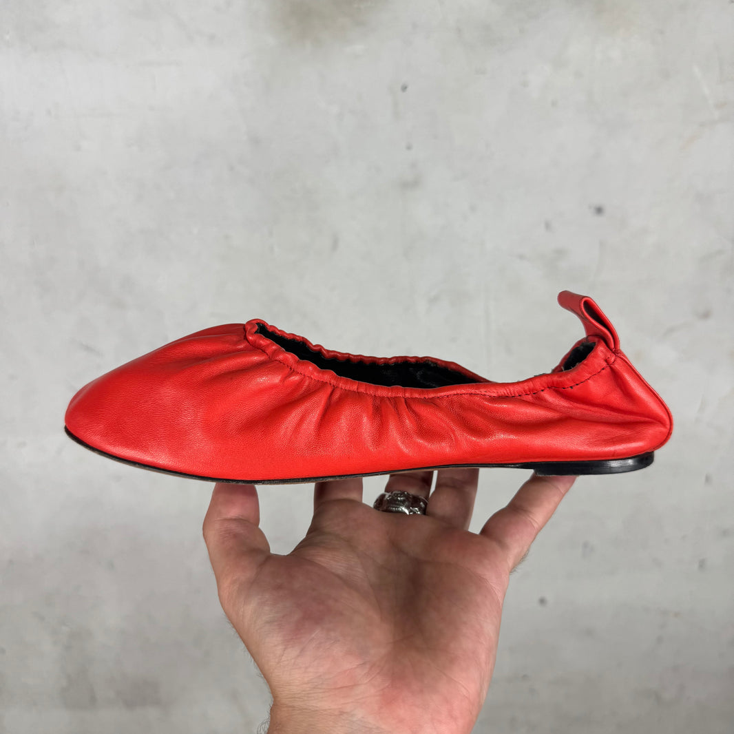 Celine Foldable Red Ballet Flats