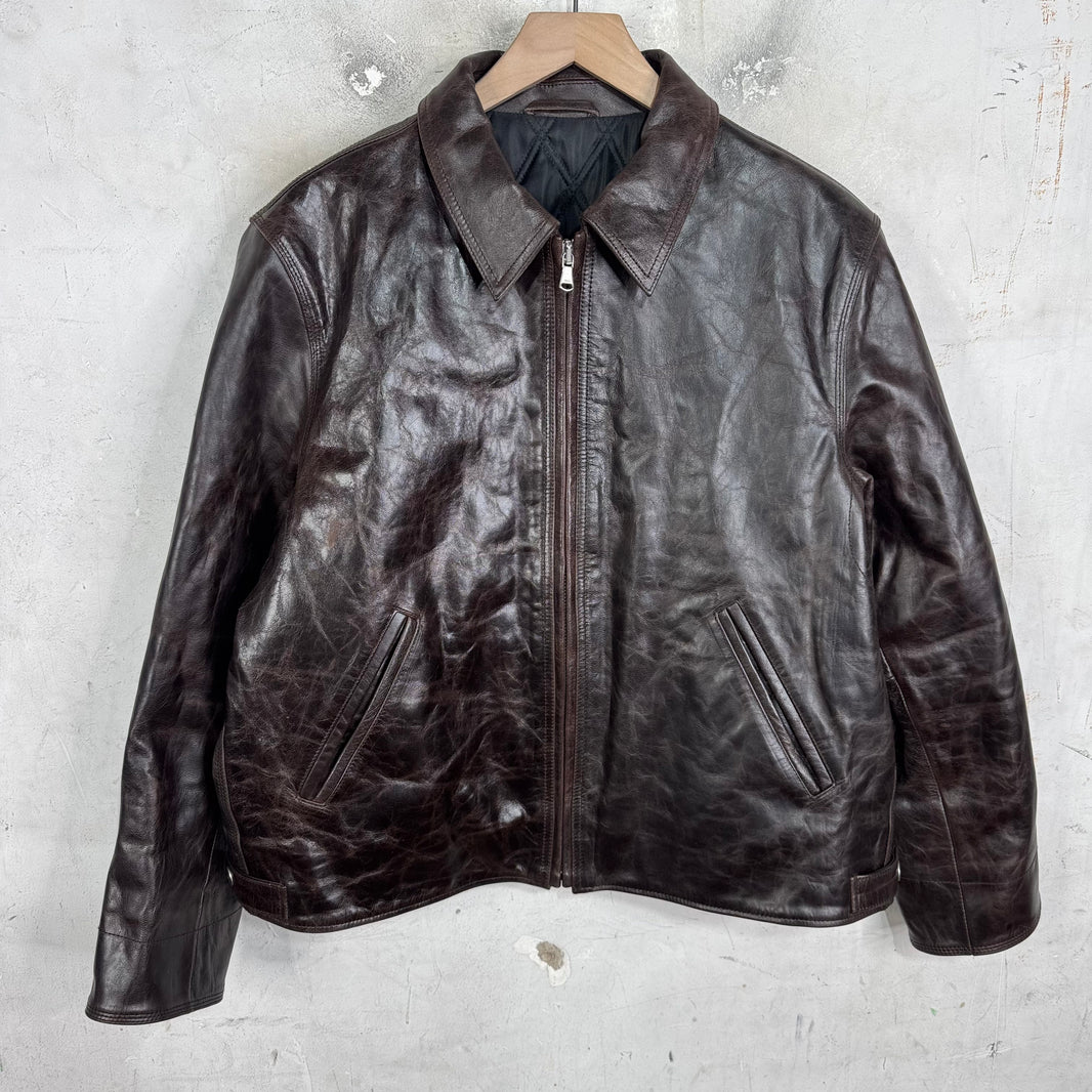 Stussy Brown Leather Garage Jacket