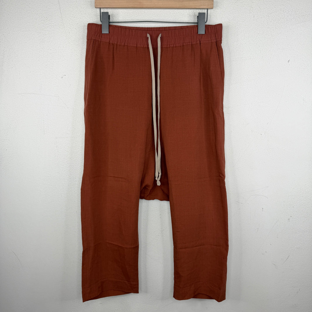 RIck Owens Terra Drop Crotch Silk Blend 3/4 Pants