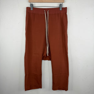 RIck Owens Terra Drop Crotch Silk Blend 3/4 Pants