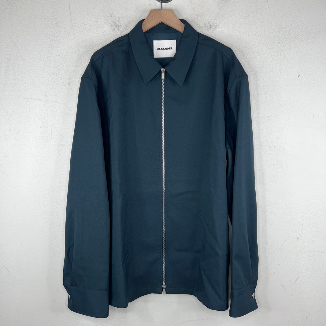 Jil Sander Teal Zip Up Light Overshirt
