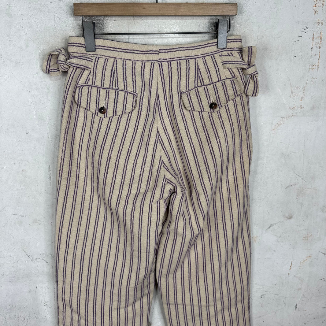 Bode Beige Purple Pinstriped Trousers