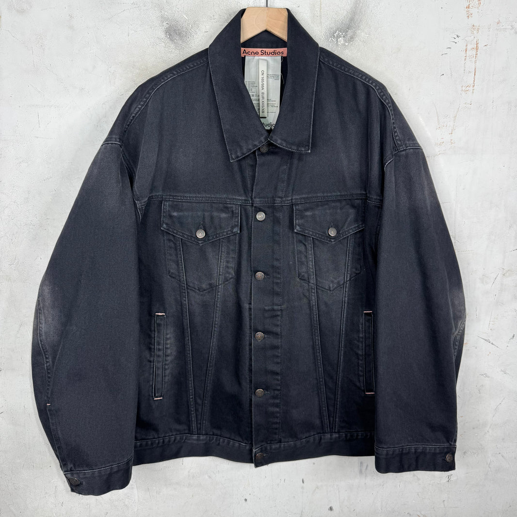 Acne Studios Oversized Washed Black Denim Trucker Jacket