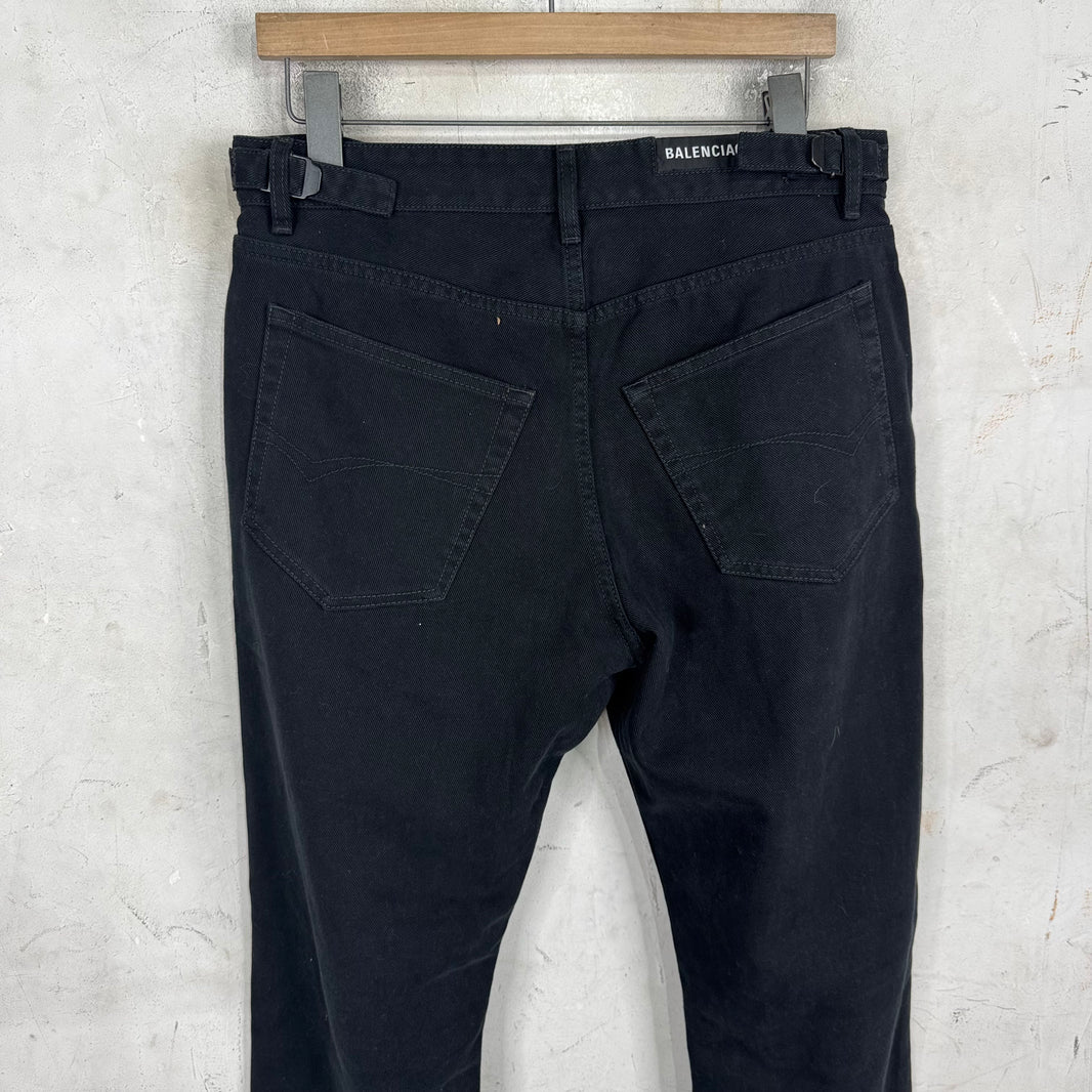 Balenciaga Black Distressed Straight Jeans