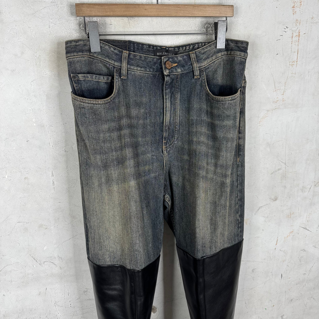 Balenciaga Denim Leather Pantashoe Heels