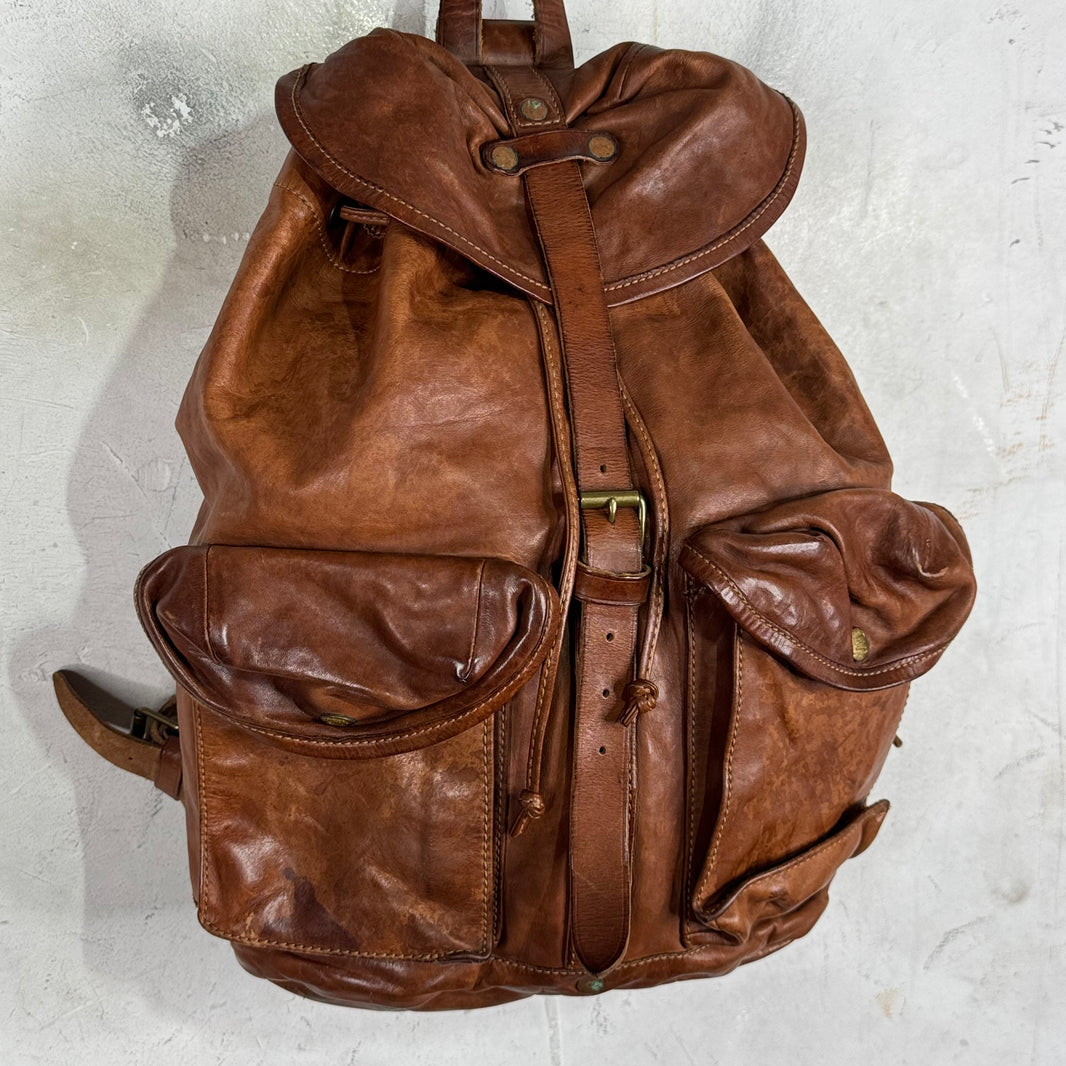 RRL Leather Flap Top Cinch Backback