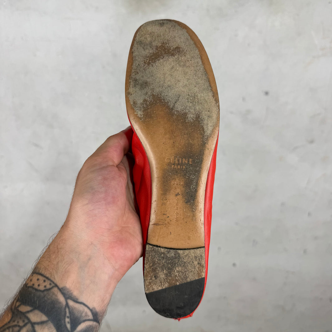 Celine Foldable Red Ballet Flats