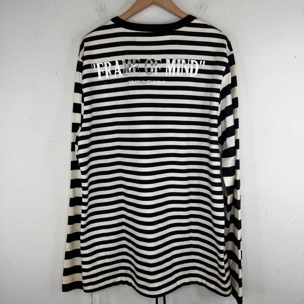 Off White Striped Frame Of Mind LS Shir