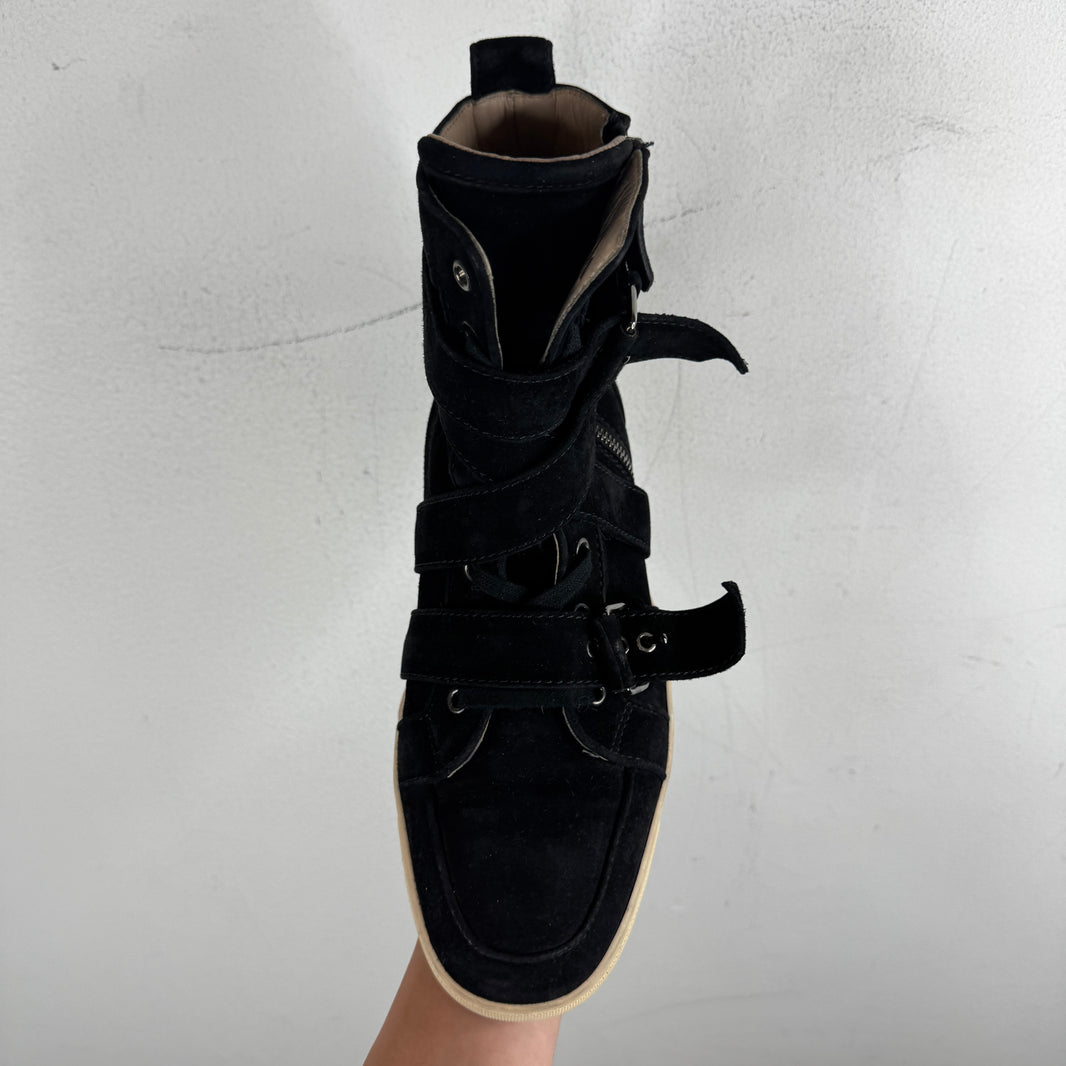 Christian Louboutin Black Multi Strap Hi Top Sneaker