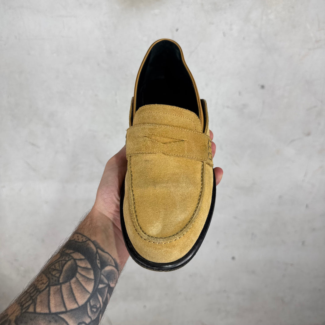 Loewe Tan Suede/ Leather Fold Down Loafers