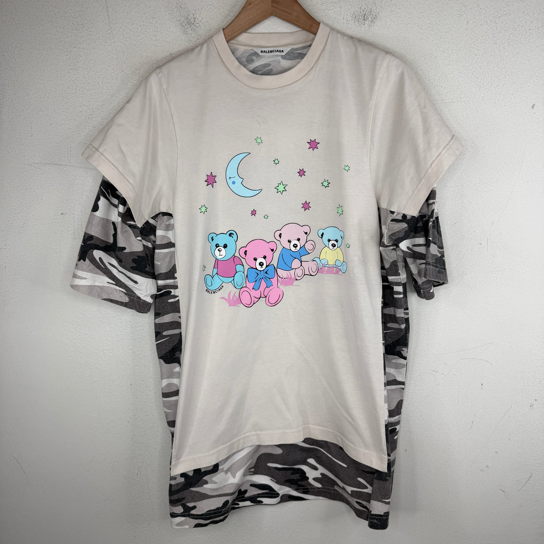 Balenciaga Double Layer Hybrid Camo Bear T-Shirt