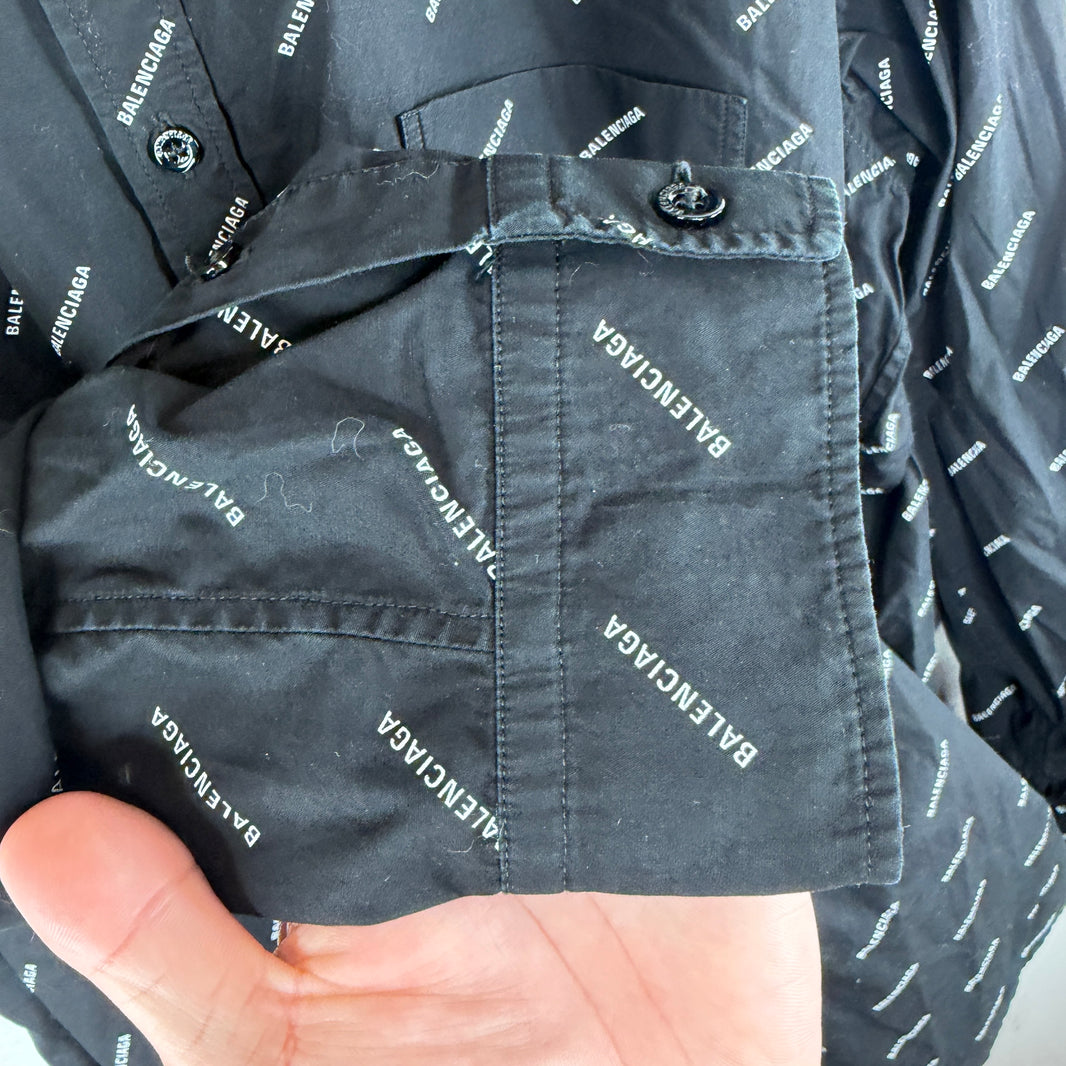 Balenciaga AOP Logo Button Up LS Shirt