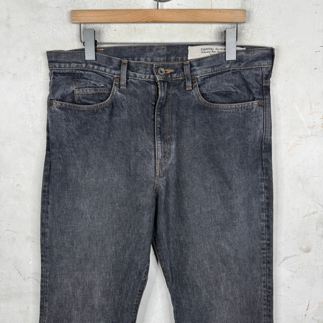 Kapital Charcoal Wash Flared Jeans
