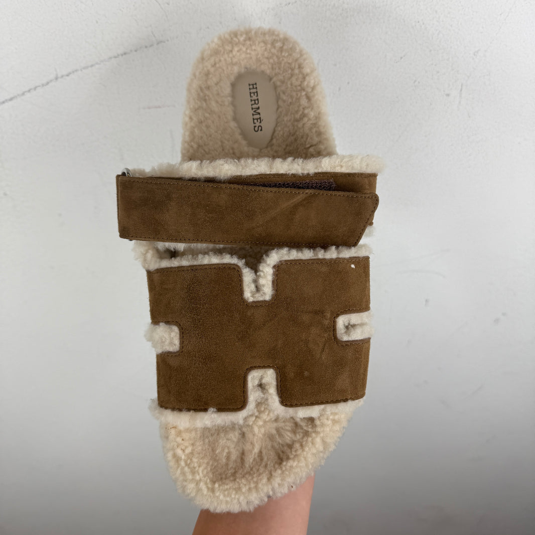 Hermes Shearling Chypre Slides