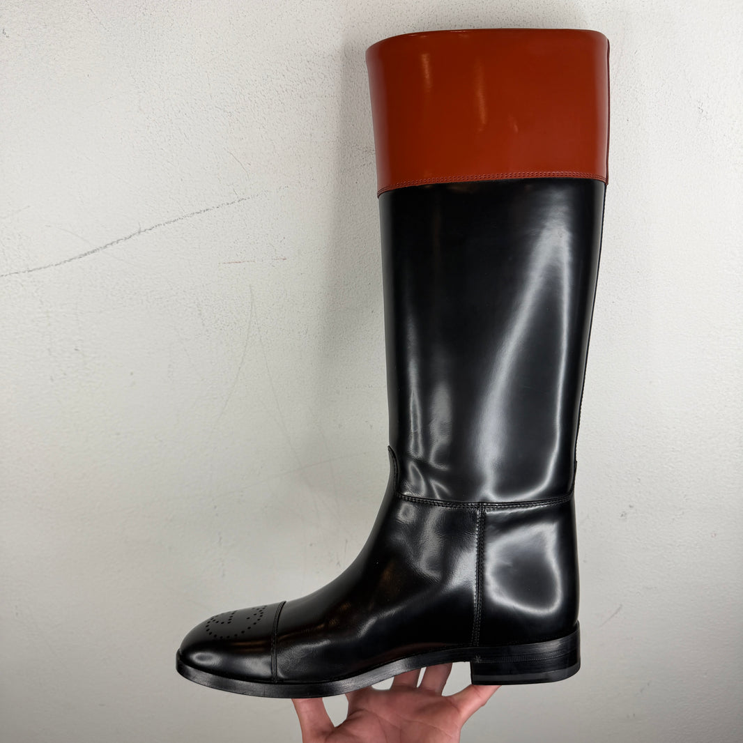 Gucci Two Tone Leather Riding Boots