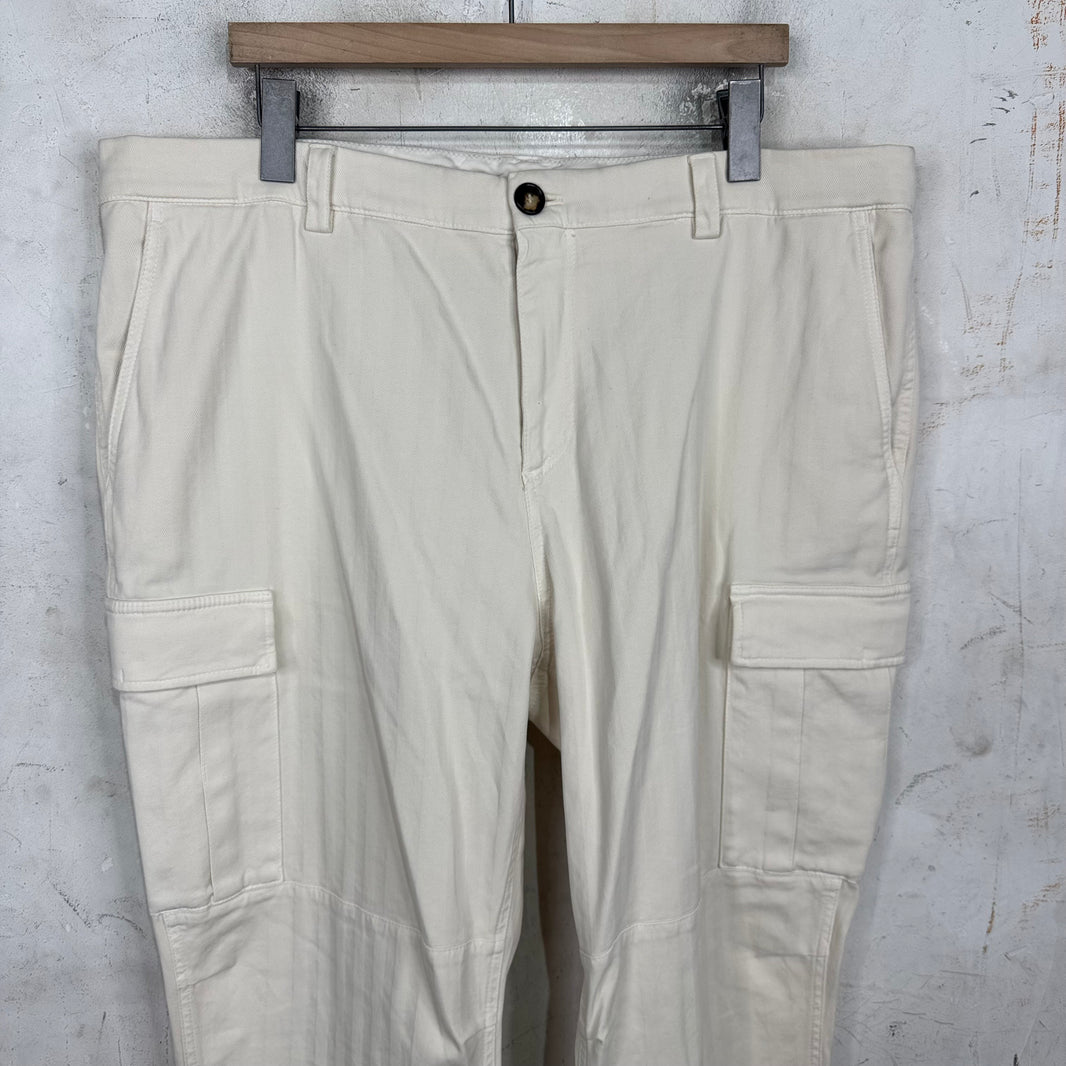 Brunello Cucinelli Cream Herringbone Cargos