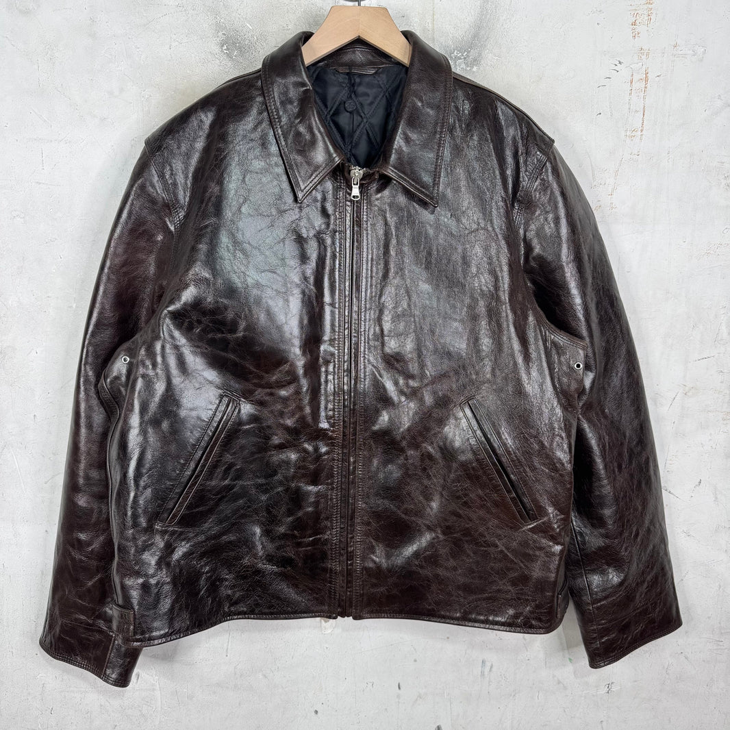 Stussy Brown Leather Garage Jacket